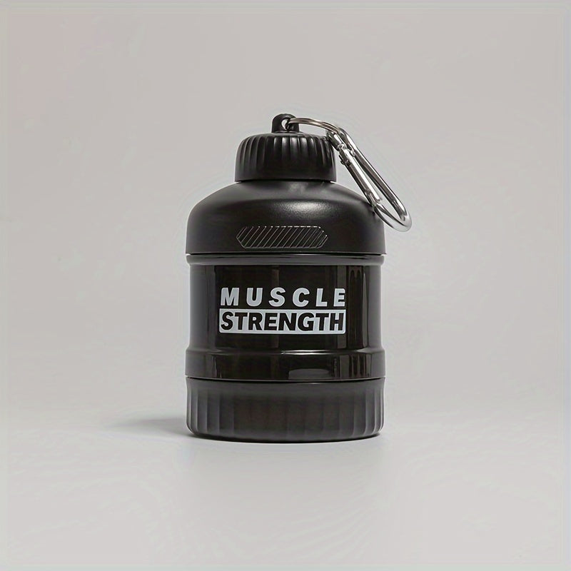 Portable Protein Powder Container with Multi-Tier Plastic Bottle and Keychain for Gym and Outdoor Sports