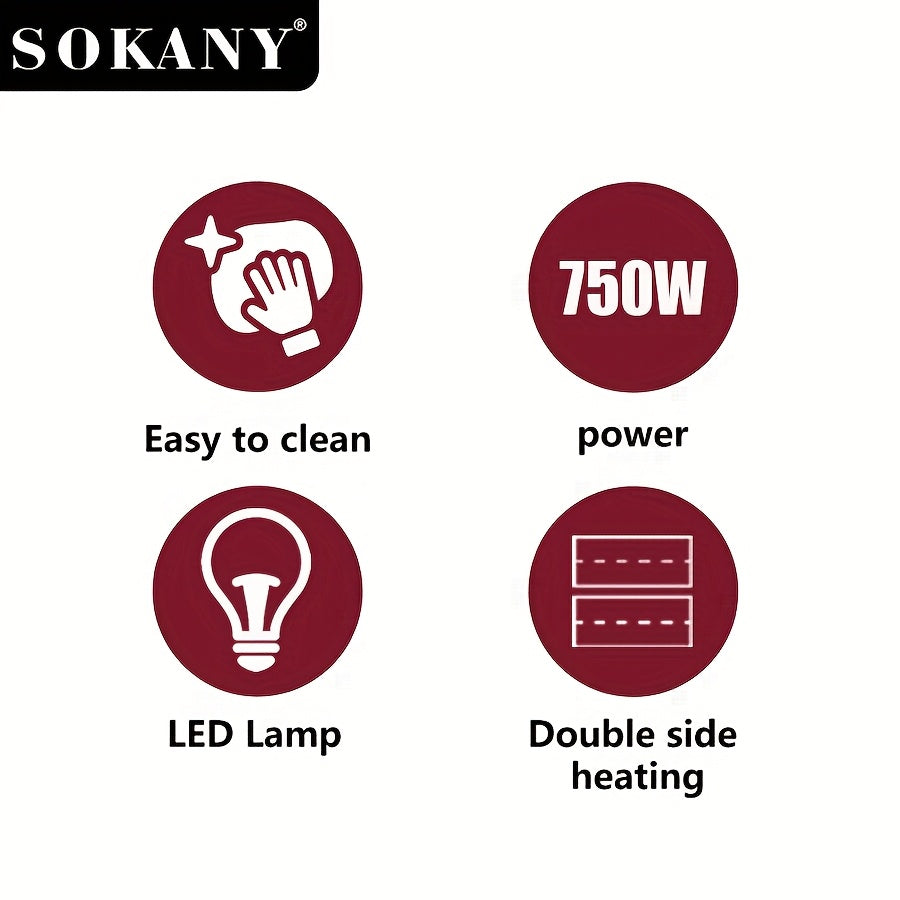 750W Multifunctional Breakfast Maker for Dorms and Offices Non-stick Coating Easy to Clean