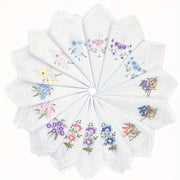 White Embroidered Flower Cotton Square Scarves Pack of 6 12 or 18