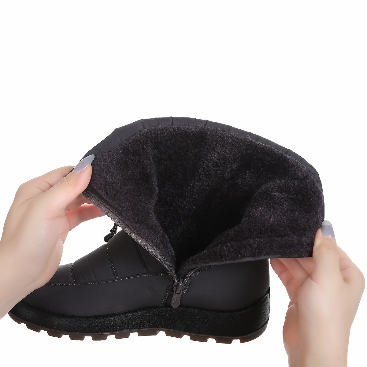 Women's Winter Ankle Boots with Slip-Resistant Sole, Zipper, Round Toe