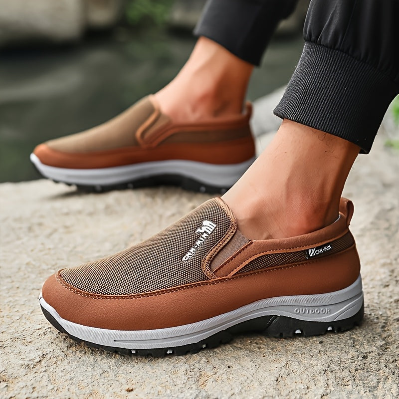 Men's Slip-On Casual Walking Shoes Breathable Fabric Durable Non Slip All-Season