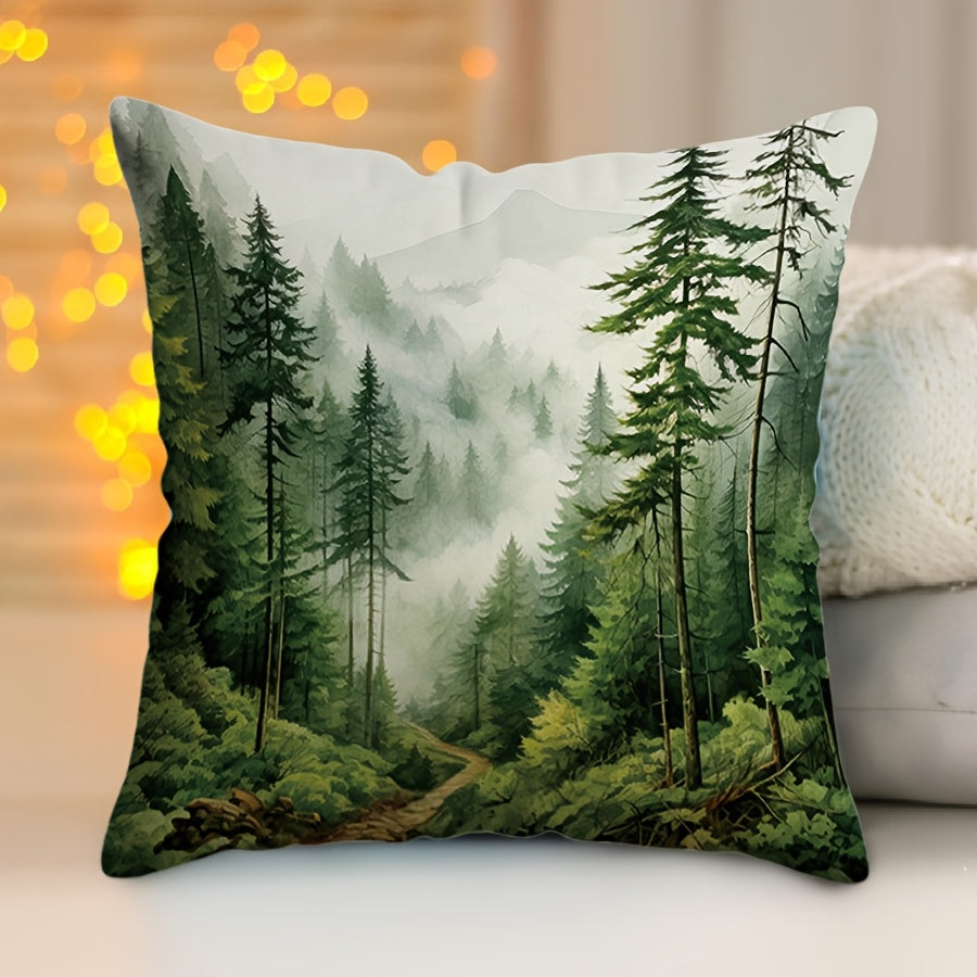 Square Pillow Cover Soothing Serenity Forest Green 44.96cm Washable Sofa Bedroom Decor