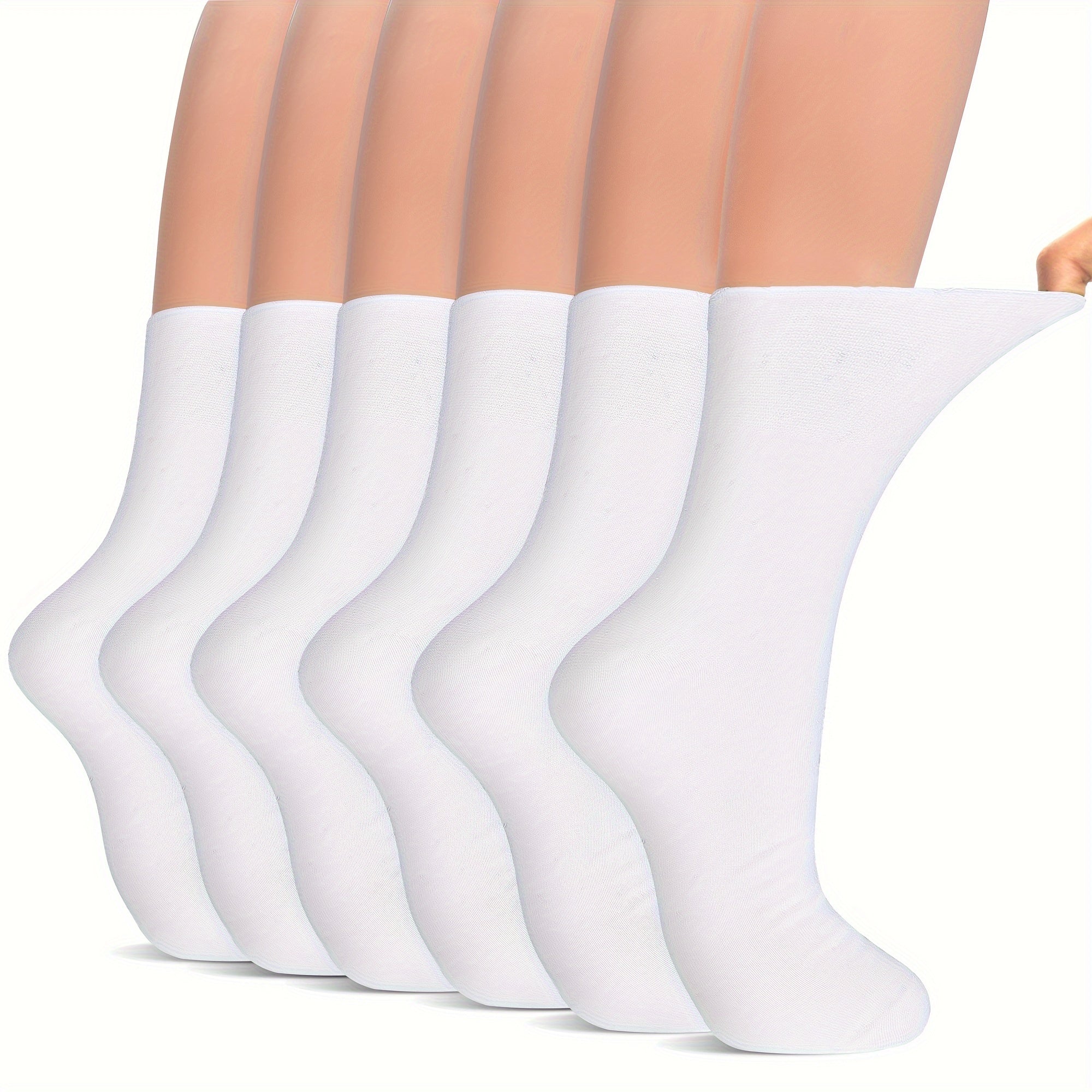 6-Pack Breathable Cotton Polyester Diabetic Socks Odor-Free Machine Washable