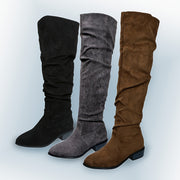 Women's Over-the-Knee Fashion Boots Leather Topstitched Versatile