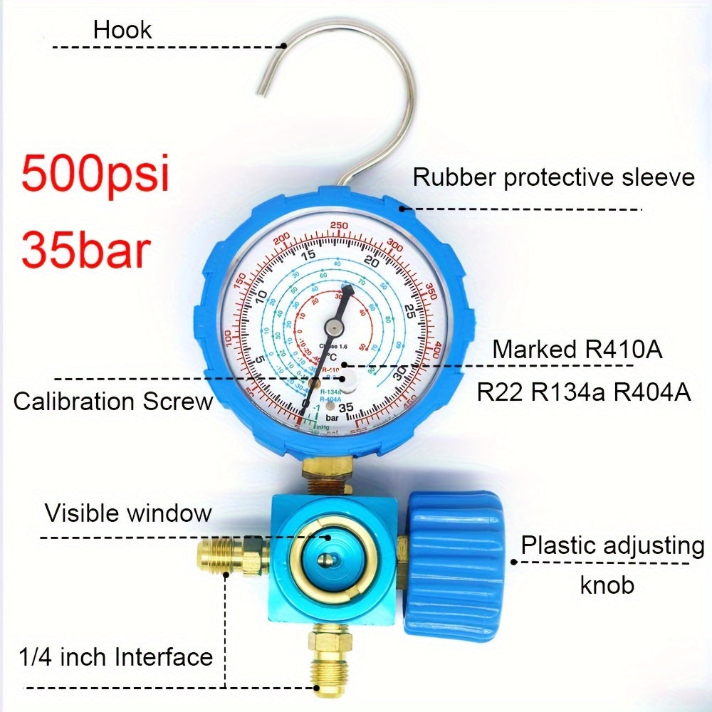 Three-Way Manifold Pressure Gauge Valve for R407C R22 R134a R404A Refrigerants