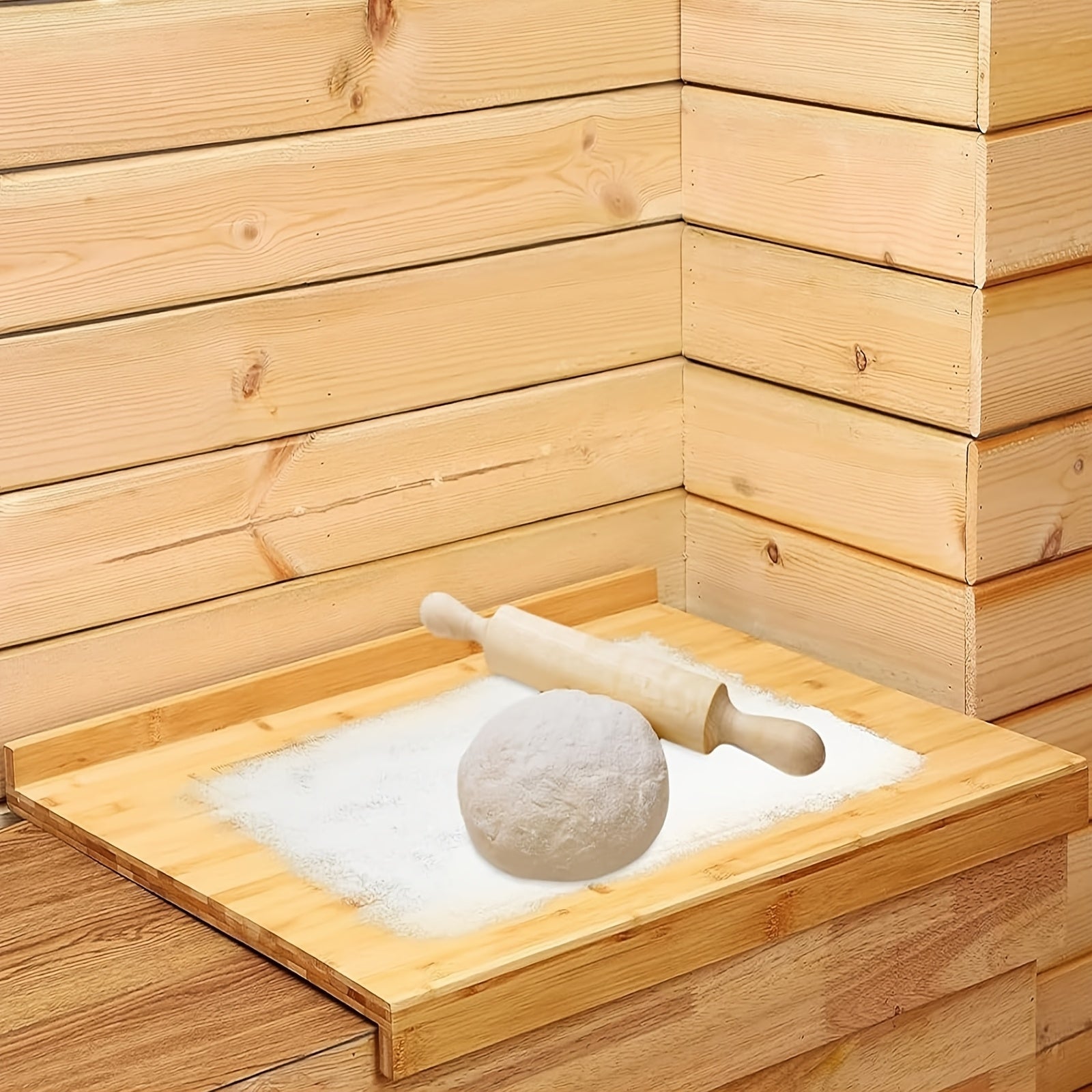 Large Reversible Bamboo Pastry Board 50.8x40.64cm Kitchen Cutting Countertop Edge