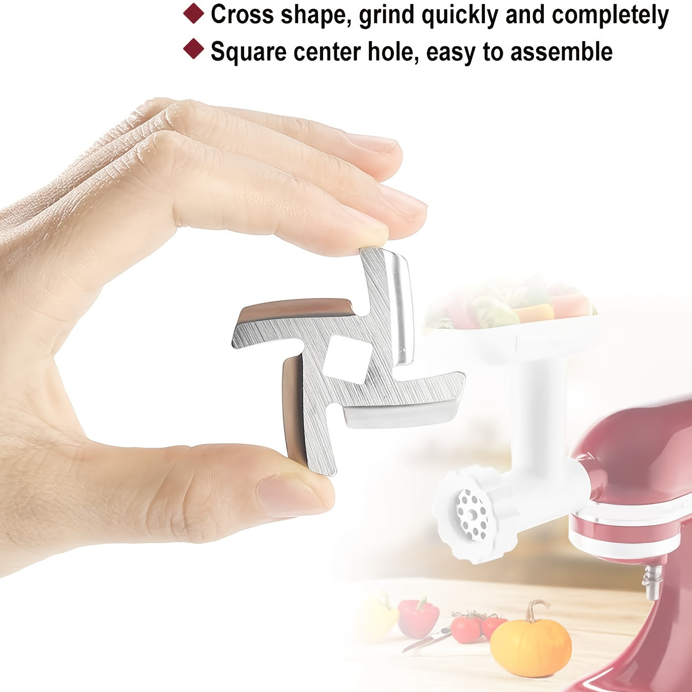 Stainless Steel Meat Grinder Blades 2-pack for Manual Food Chopper