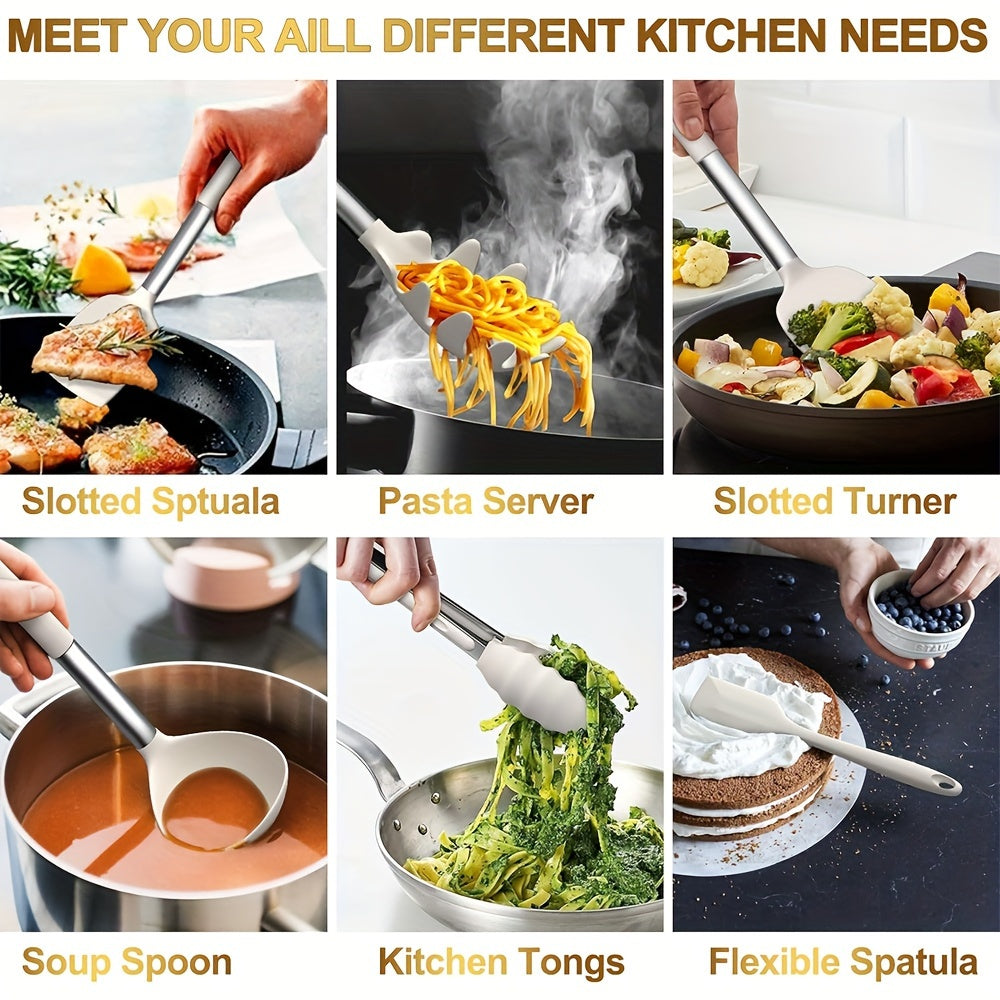Set of 37 Silicone Kitchen Utensils Dishwasher Safe Heat Resistant Cooking Tools