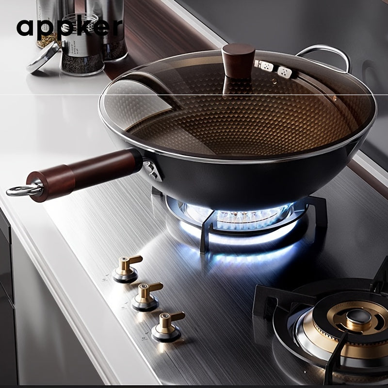 Mustahkam quyma temir wok - induksiya, elektr va gaz pechlari uchun ideal, yopishmaydigan yuzasi, uy va restoran sharoitlari uchun ko'p maqsadli oshxona anjomlari