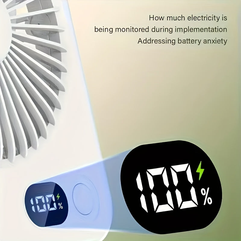 Portable Foldable Mini Desktop Fan with USB Rechargeable Battery and 5-Speed Control