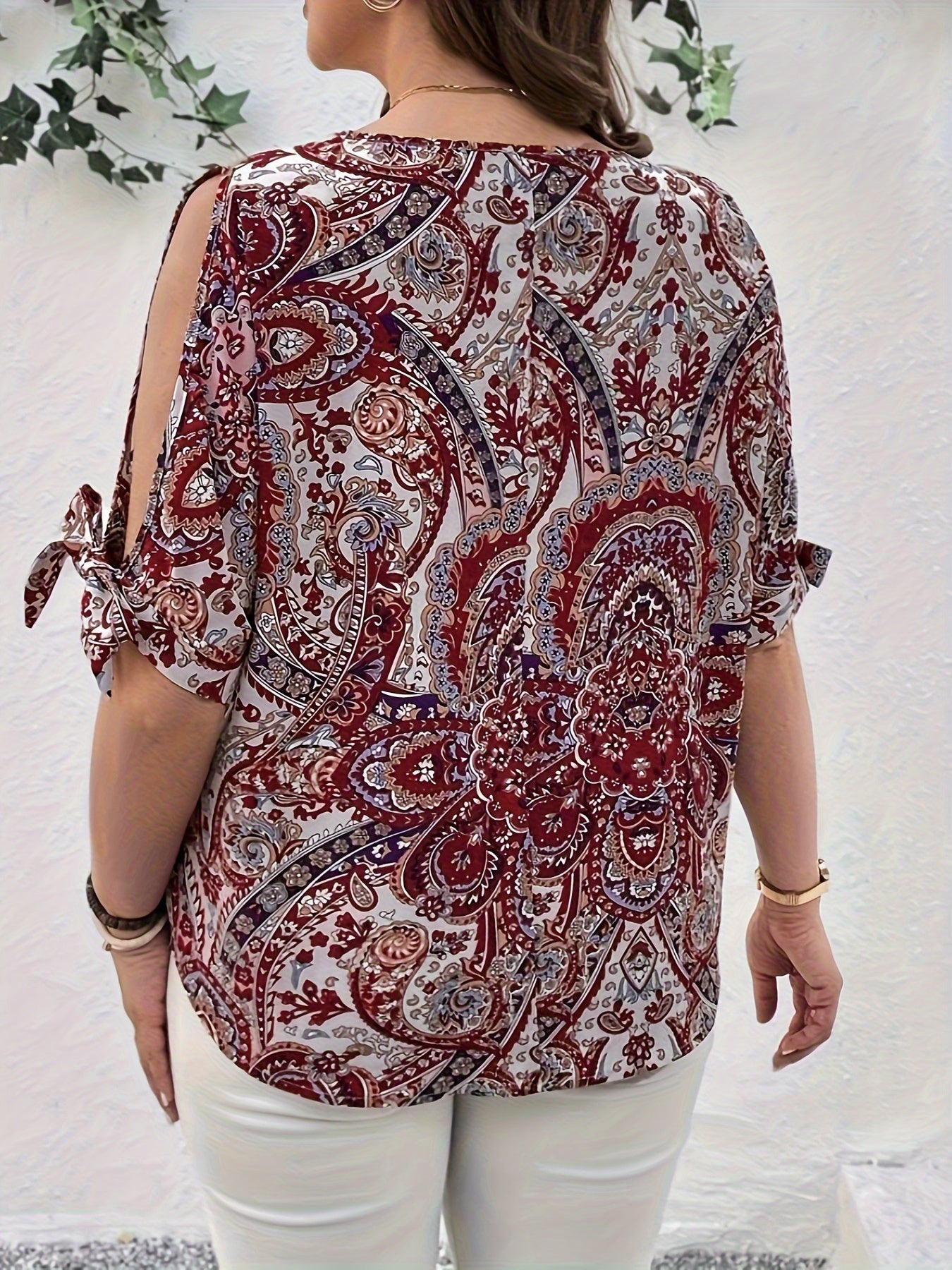 Ayollar uchun Bohemcha gul bosma kofta, puffed sleeves, chiroyli bow manshetlari, bahor, yoz, kuz