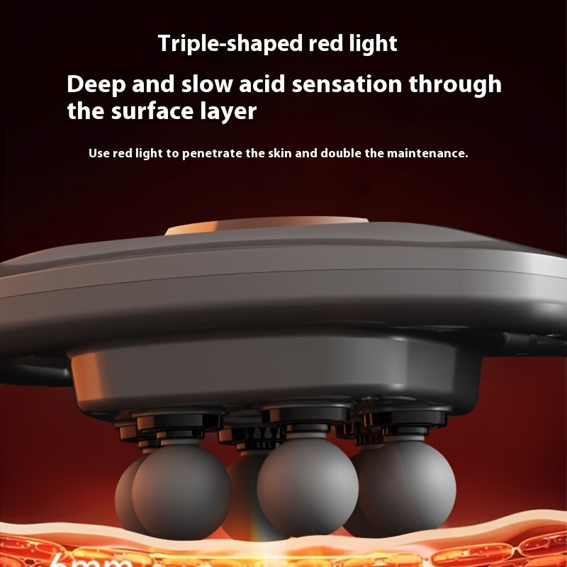 1 dona Professional 6-boshli zarba massaj quroli, LCD displey bilan, USB orqali zaryadlanadigan, 9 ta intensivlik darajalari, jim ishlash - To'liq tana massaji uchun mos.