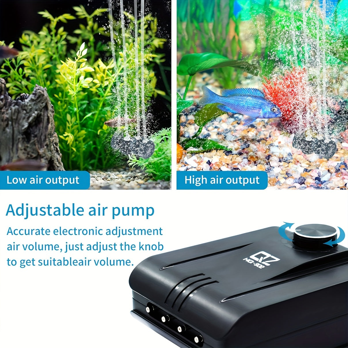 Quiet Fish Tank Air Pump 4 Outlets for Up to 400 Gallon Aquariums No Battery Needed