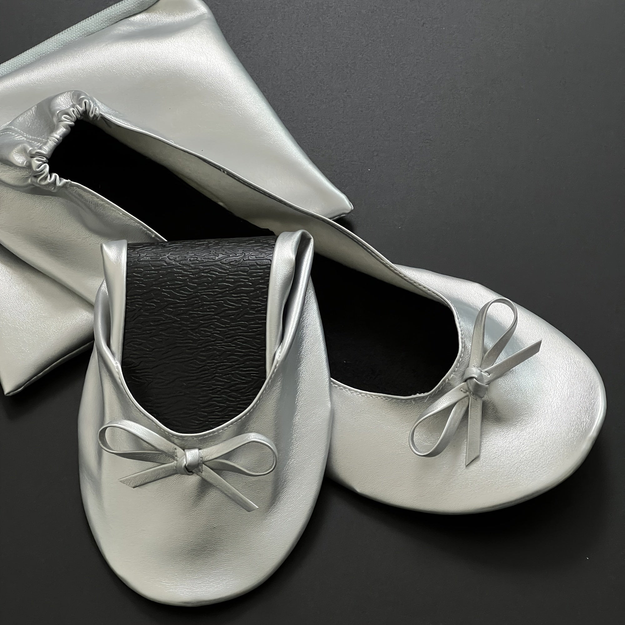 Women's Soft Sole Ballet Flats, Foldable Wedding Dance Shoes, Solid Color