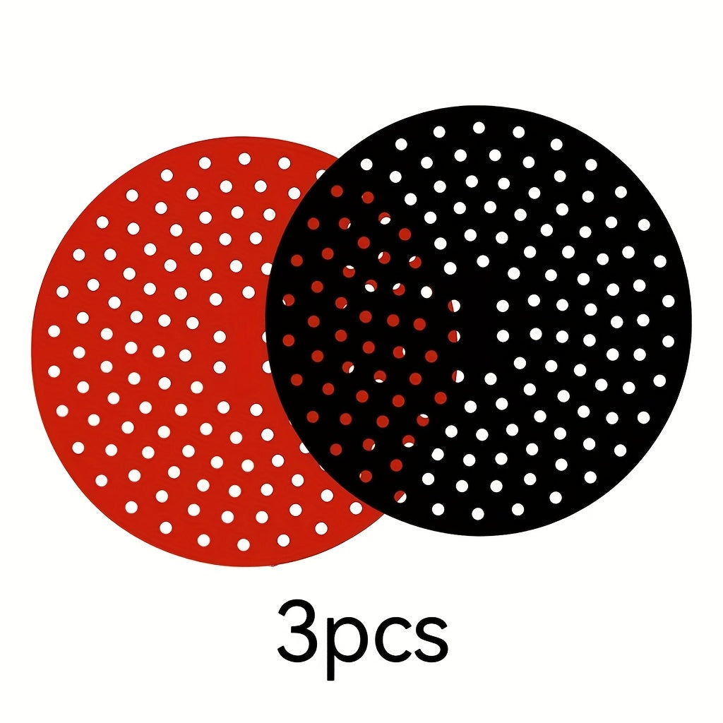 Set of 3 Silicone Air Fryer Liners Heat-Resistant Round and Square Basket Inserts for Oven and Air Fryer
