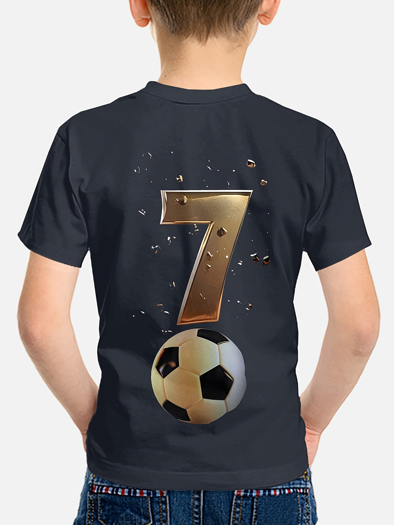 Boys Soccer Jersey T-Shirt Short Sleeve Crew Neck Polyester Graphic Sports Casual