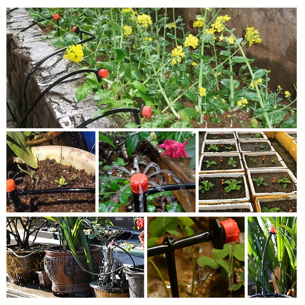 200Ft Vinyl Drip Irrigation Tubing with 1/4 Inch Universal Connector for Garden Watering