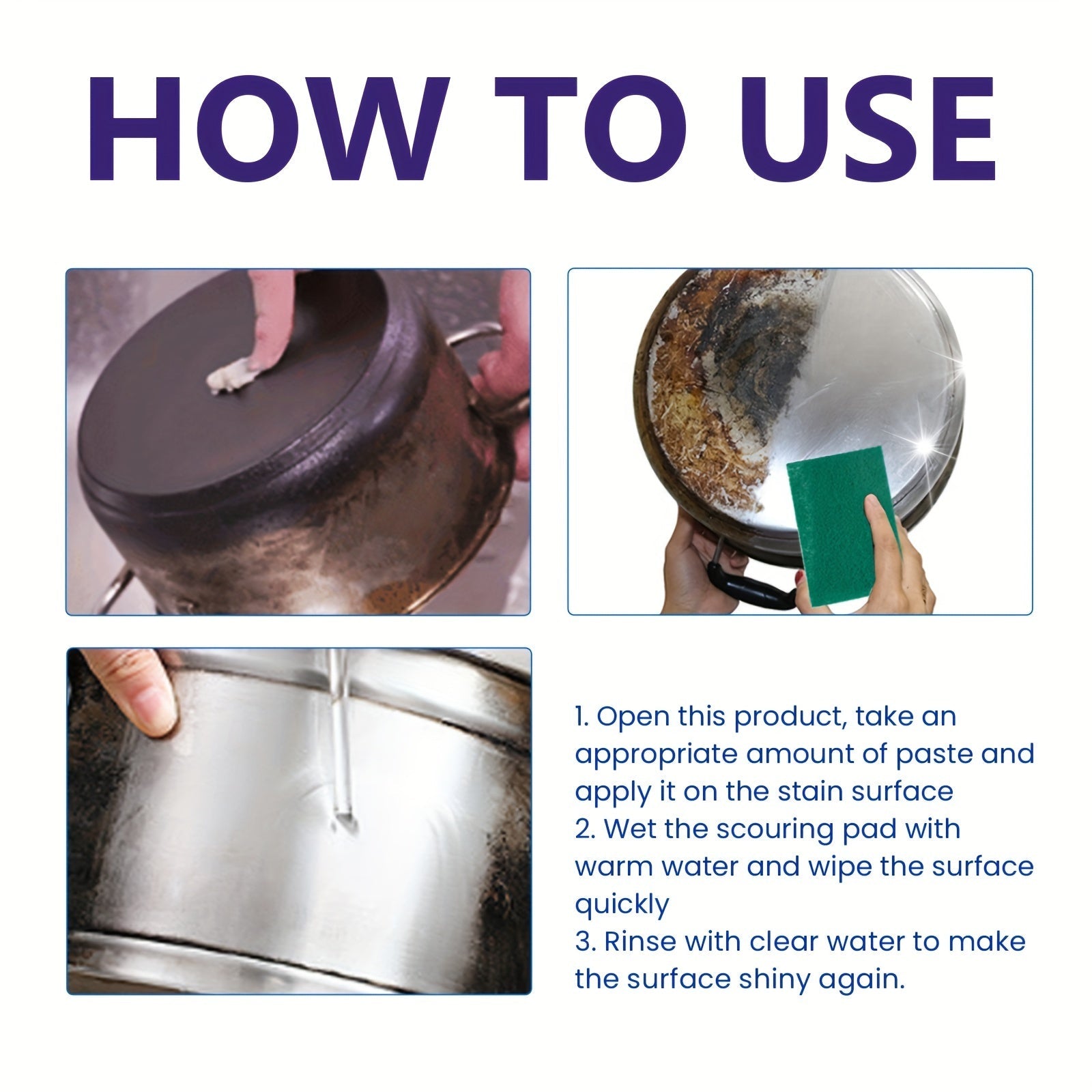 Stainless Steel Cleaner Paste for Grease Rust Stains Kitchen Utensils Stove