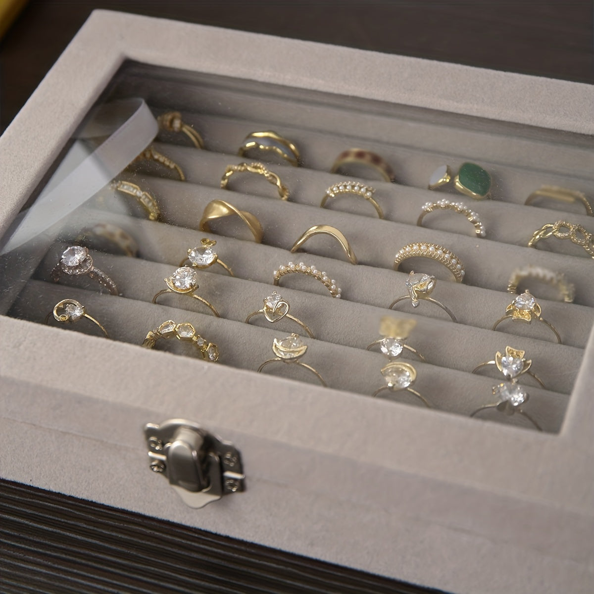 Clear Lid Jewelry Organizer for Girls and Women Storage Box for Rings Earrings Bracelets