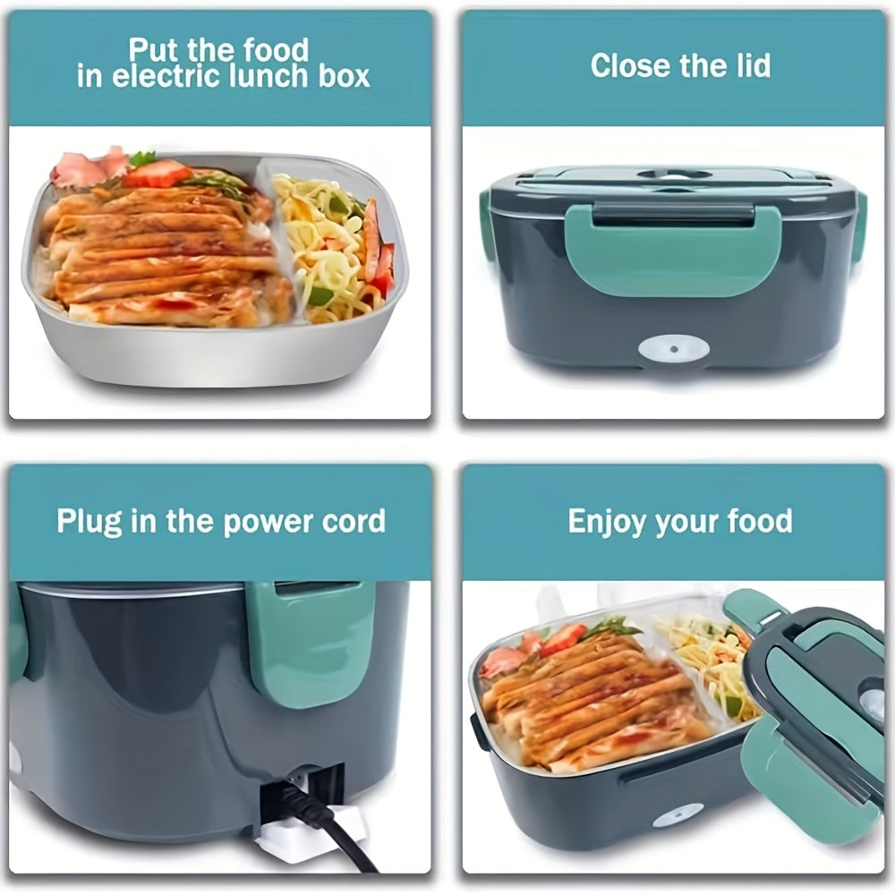 Tupper eléctrico portátil para oficina y coche, con aislamiento de acero inoxidable, calentamiento de 1.5L