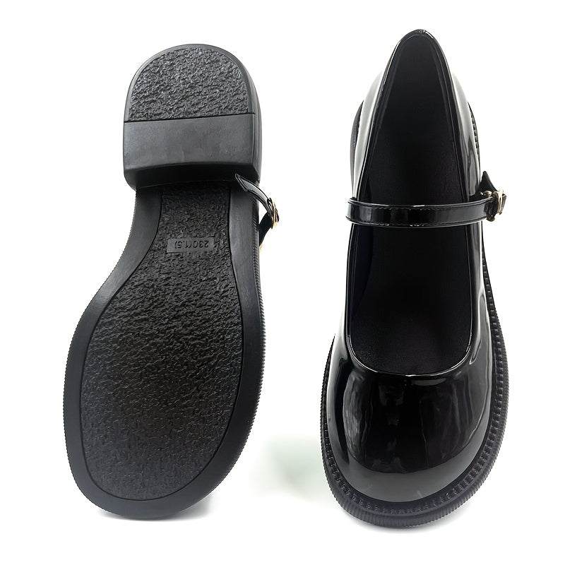 Women's Black Synthetic Mary Jane Shoes Jewelry Elegant and Versatile