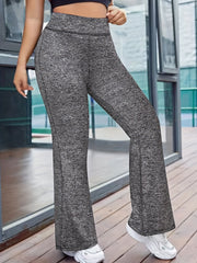 Women's Plus Size High Waist Flare Pants Stretchy Non-See-Through Polyester Spandex Solid Color All-Season