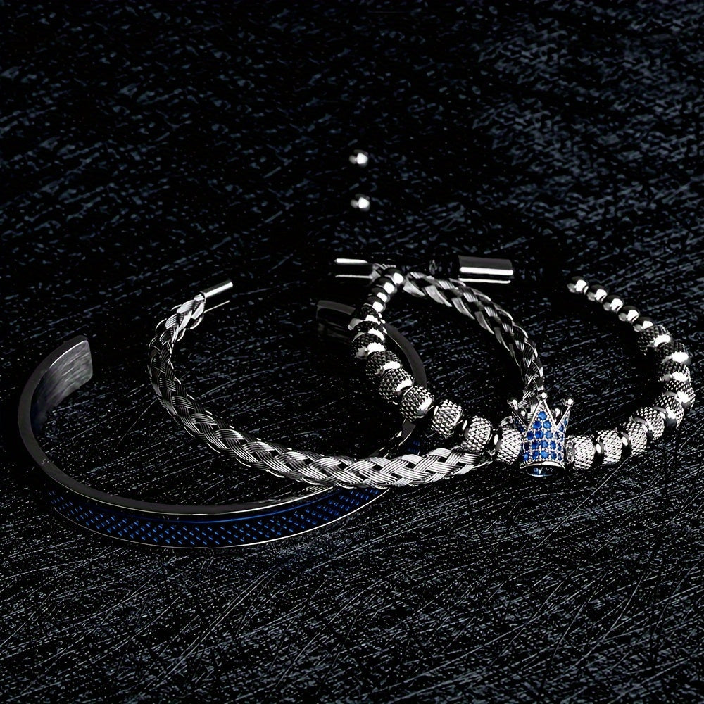 Stainless Steel Crown Bracelet for Men Jewelry Accessory Gift