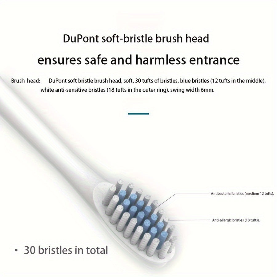 Cepillo de dientes eléctrico recargable para encías sensibles, 6 modos, 4 cabezales de repuesto