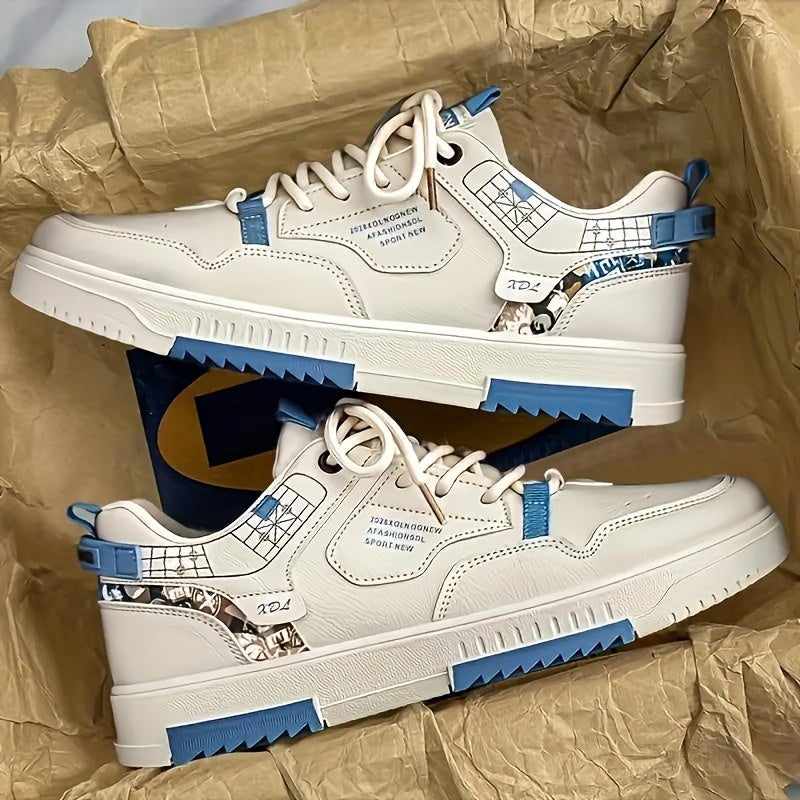 Men's Casual Skate Shoes Non-Slip Lace-Up Low Top PU Canvas All-Season