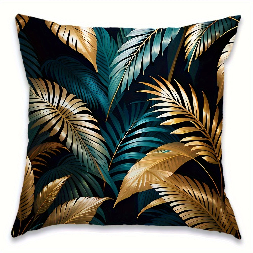 1 шт. Подушка из короткого плюша с принтом золотого листа для дома, автомобиля или офиса - Наполнитель подушки не включен