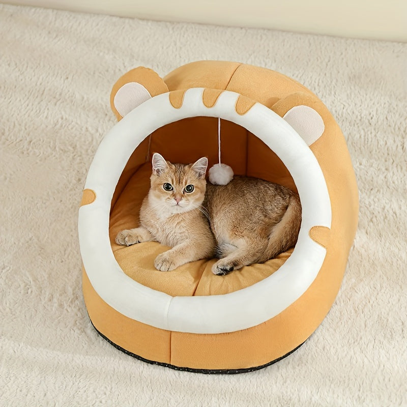 Polyester Fiber Cat Bed with Soft Cushion All-Season Small to Large Cats