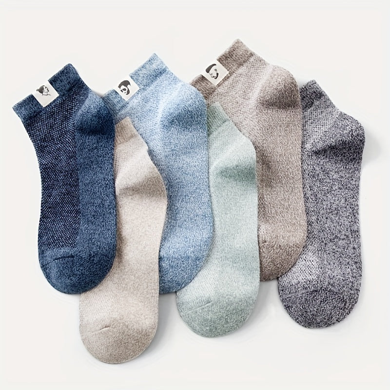 Men's Mid-Calf Socks 6 Pairs Breathable Mesh Anti-Odor Sweat-Absorbing Summer