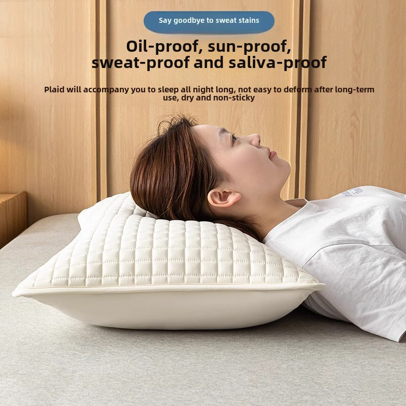 Quilted Pillowcase Protects Pillow Core Oil Dirt Saliva Hotel Home Use
