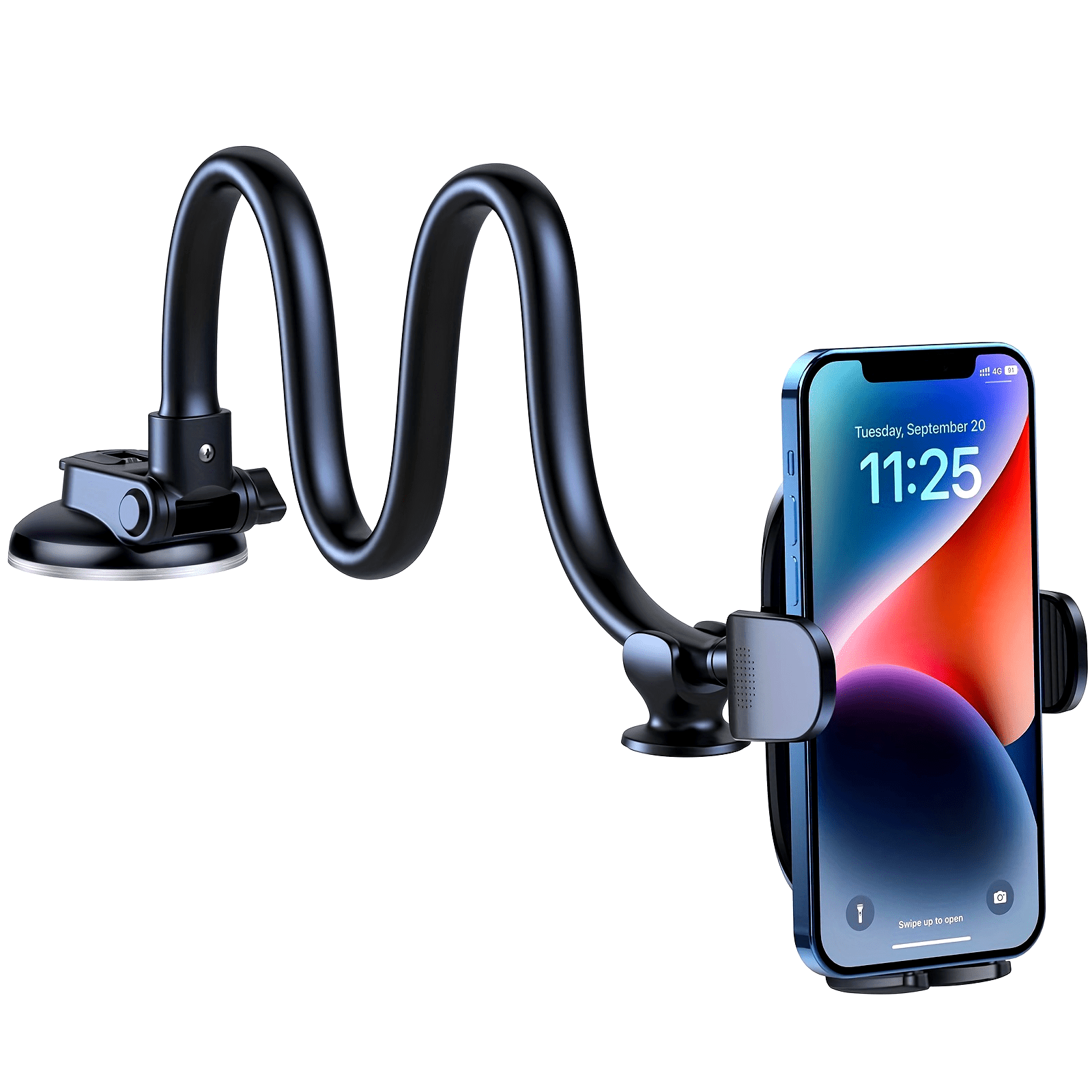 Soporte universal para teléfono para coche y camión con cuello de ganso largo, fuerte succión