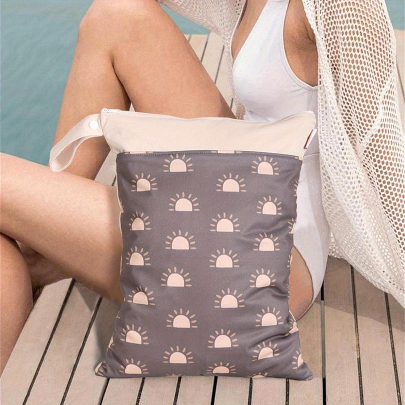 Waterproof Washable Travel Diaper Bag with Wet and Dry Compartments 30x40cm