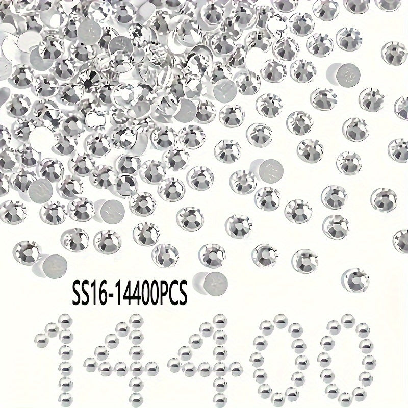 14400 Shisha Kristalli Flatback Rhinestones uchun Tirnoq San'ati, kiyim-kechak, poyabzal, sumkalar SS3 dan SS34 gacha