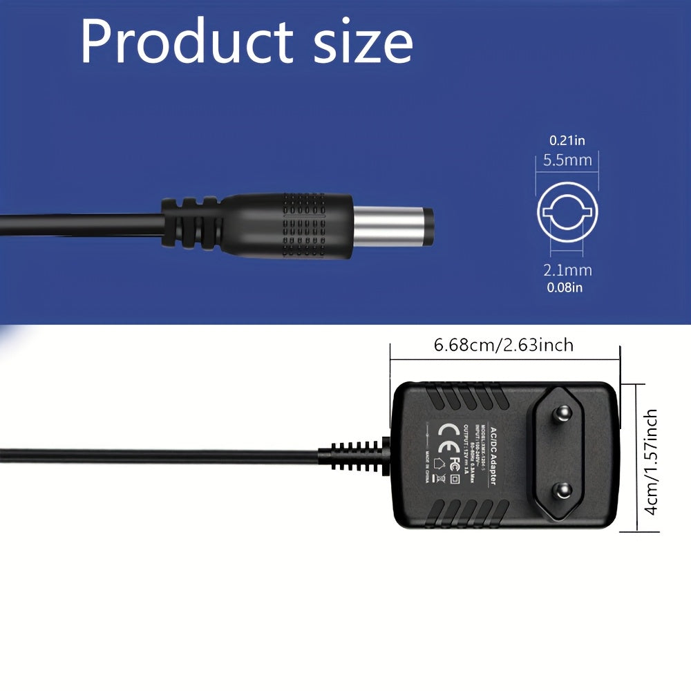 12V 1A AC/DC Power Adapter Charger for CCTV Cameras LED Lights Routers Switch Hubs