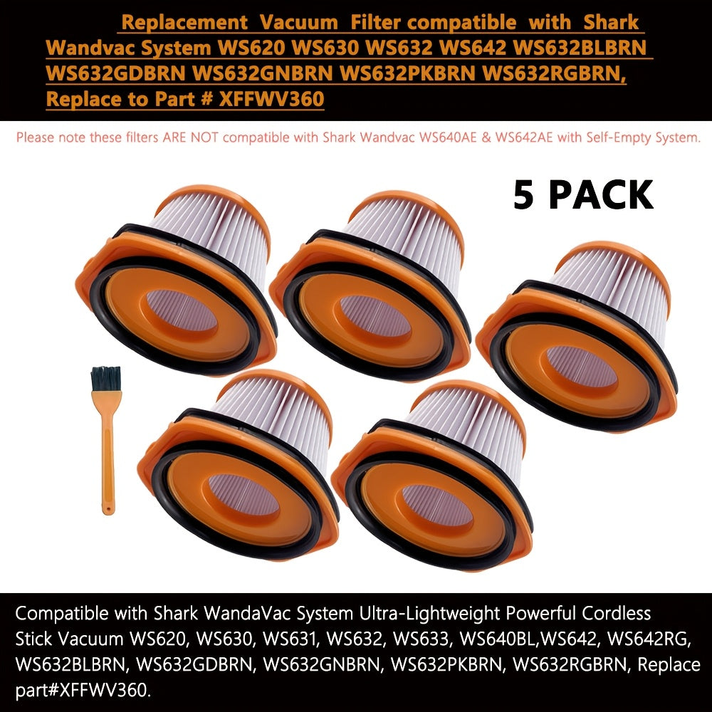 5-Pack Vacuum Filters for Wandvac Replacement Durable Plastic Paper Compatible Models