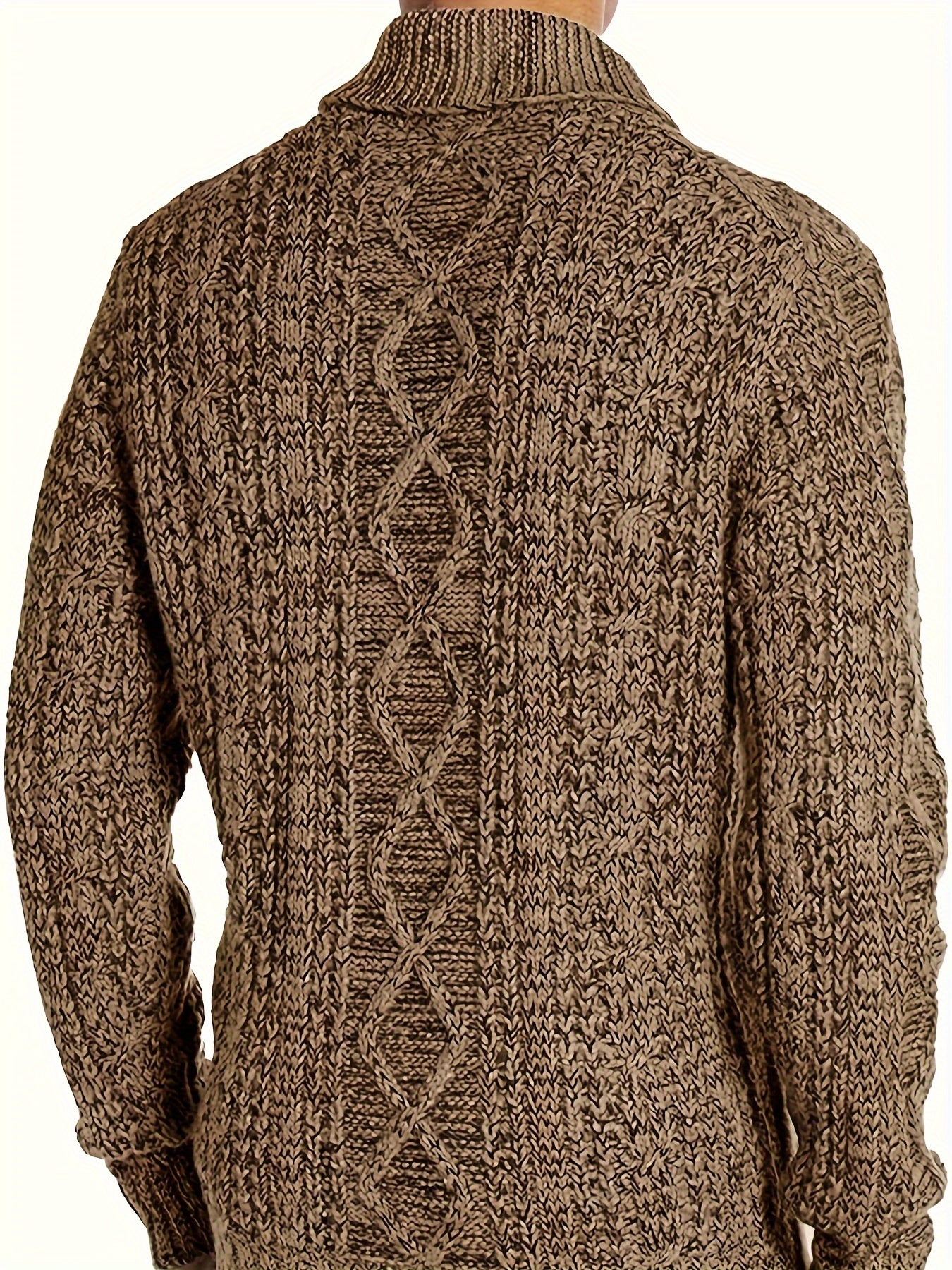 Мужской кардиган с молнией большого размера с толстым вязаным воротником-стойкой, осень-зима, акрил