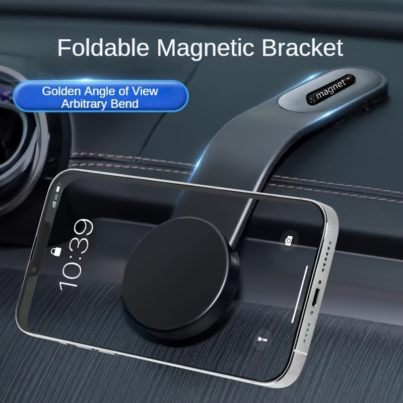 Universal Car Magnetic Phone Holder ABS Dashboard Mount Flexible Folding