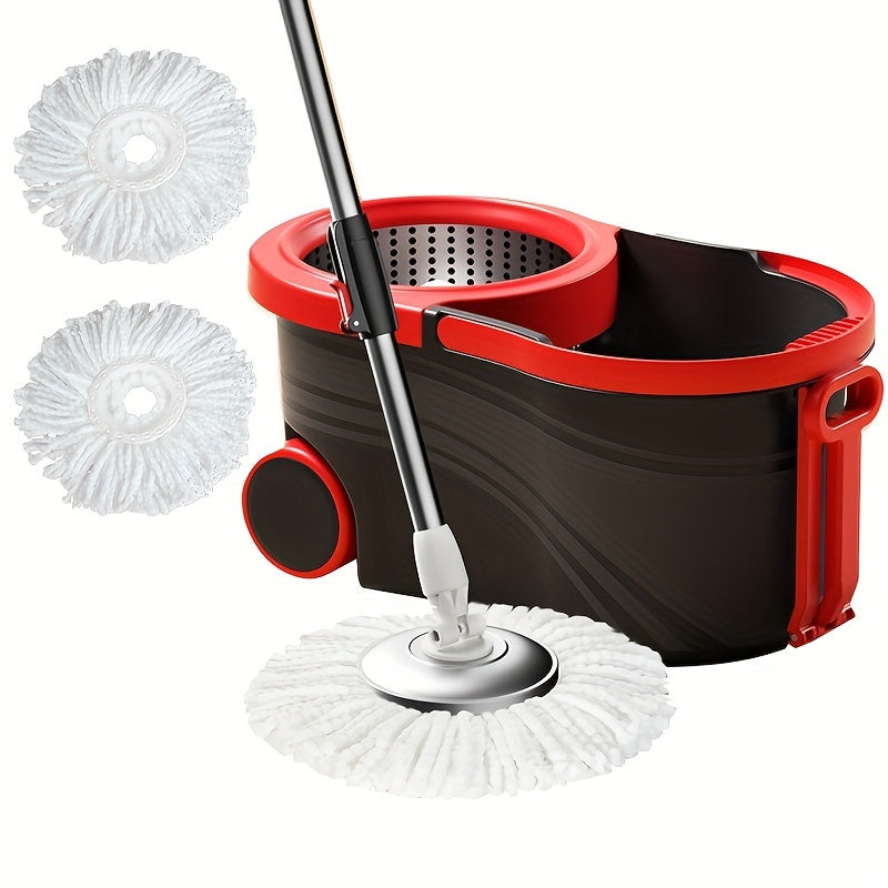 Uydagi yashash xonasi, oshxona va hammom uchun uchta mopa boshli zanglamaydigan po'latdan yasalgan qo'lni ishlatmaydigan aylanuvchi mop chelak to'plami