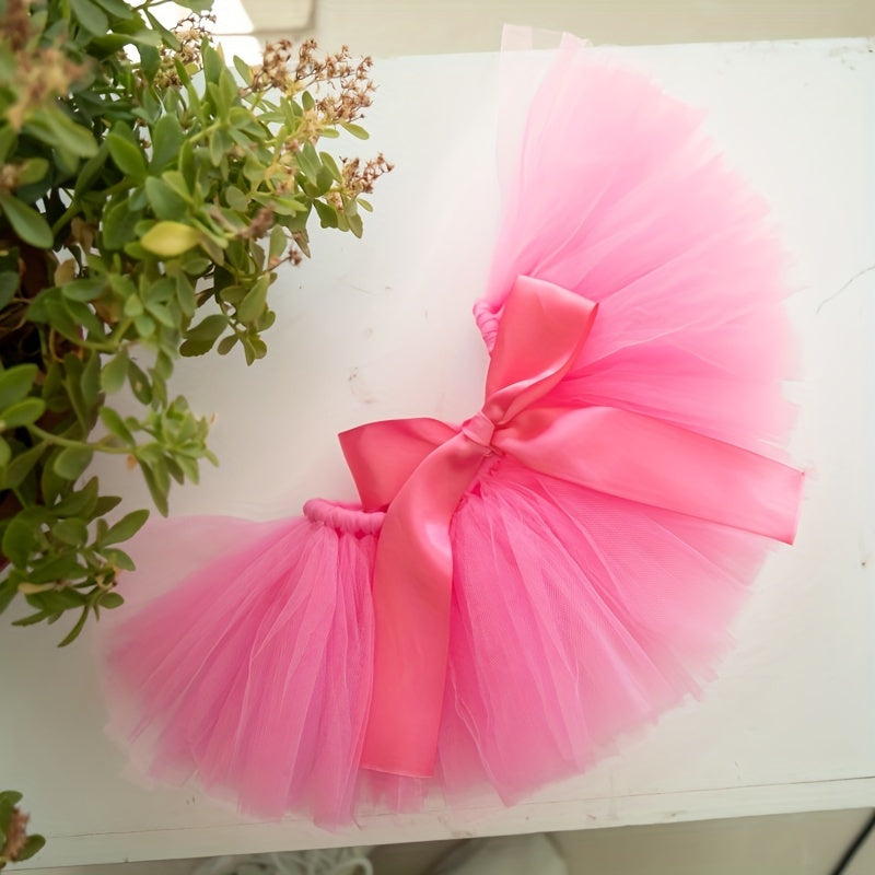 Pink Ballet Tutu Skirt and Floral Headband Set for Girls Kids Photo Session