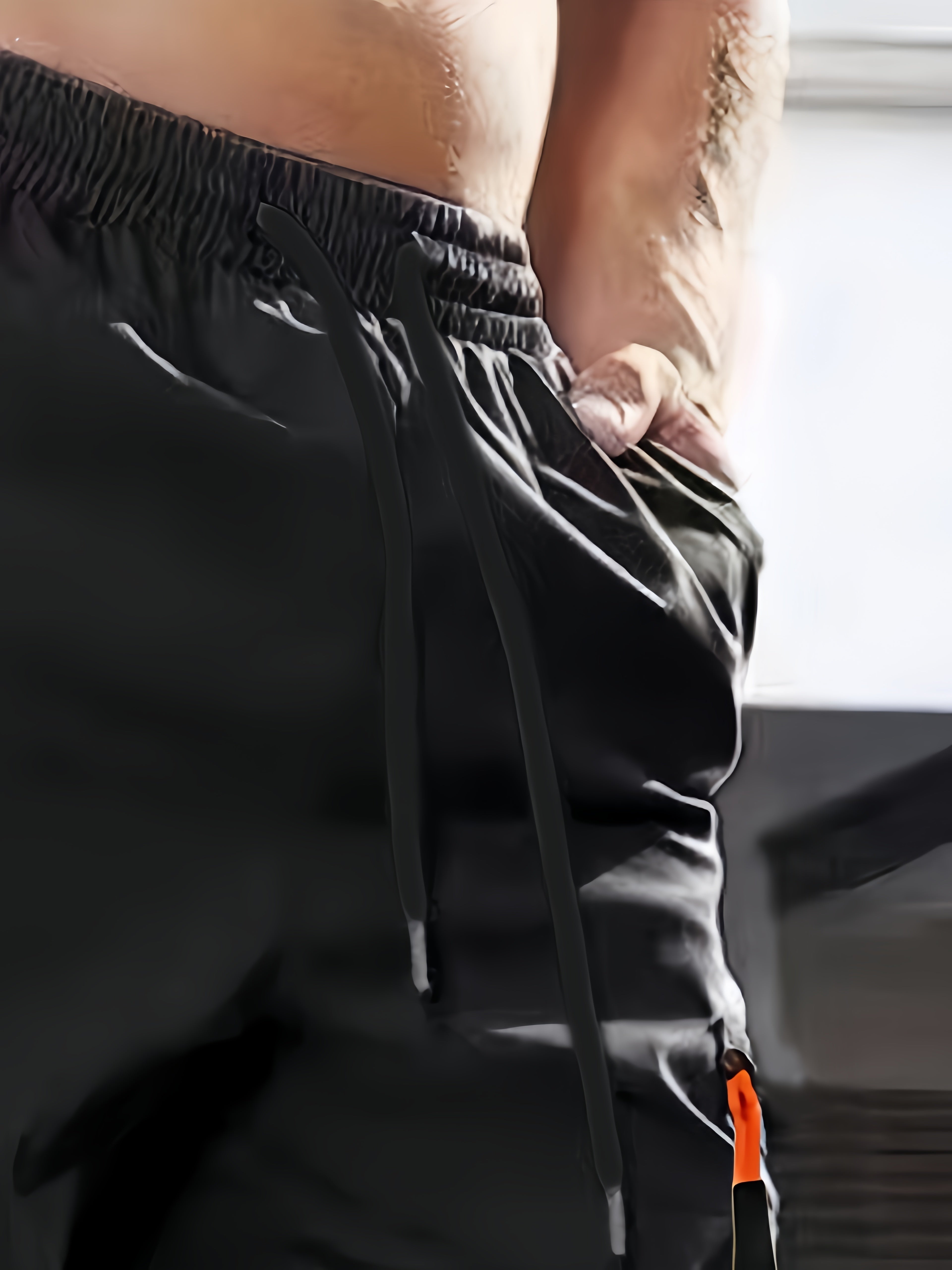 Men's Casual Cargo Pants Polyester Elastic Waist Multi-Pocket Regular Fit for Spring Fall