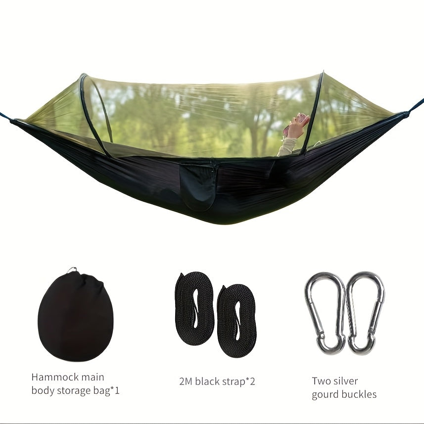 2-Person Camping Hammock with Mosquito Net Durable Nylon 272KG Capacity Outdoor Swing Rope