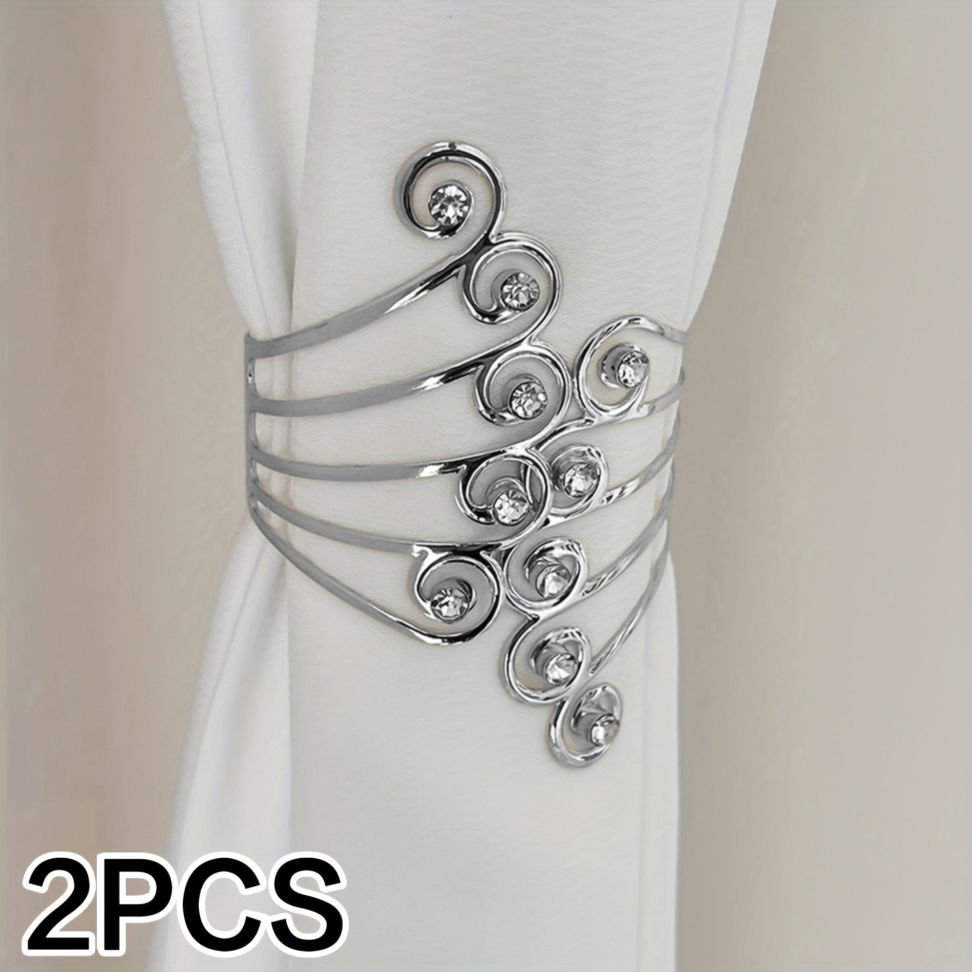 Luxury Metal Gold Silver Wing Rhinestone Curtain Tiebacks Adjustable Skeleton Clasps