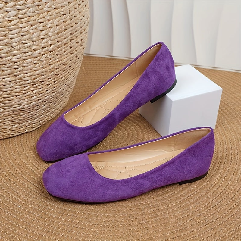 Zapatos planos de punta cuadrada para mujer, transpirables y sin cordones, comodidad para todas las estaciones