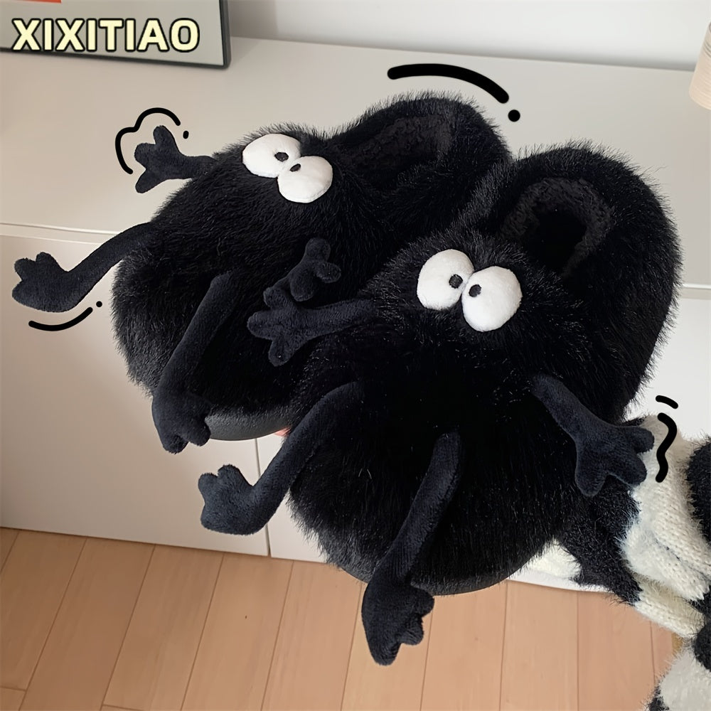 Uniseks peluş multfilmli mo'ynali yopish uchun uy ichki chanoq poyabzal, sirpanmaydigan, yumshoq taglik