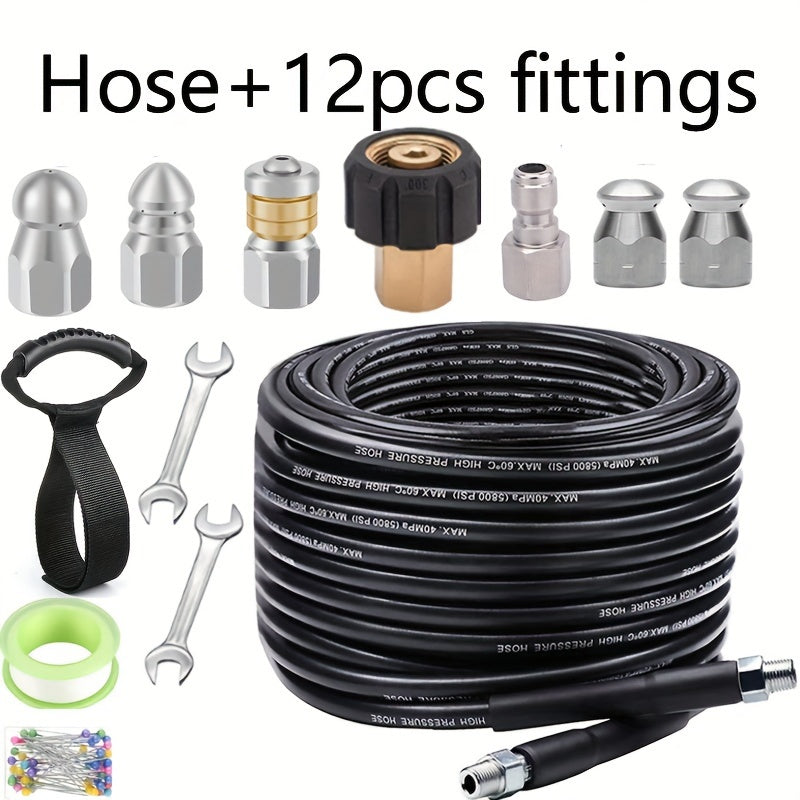5800 PSI Sewer Jetter Kit for Pressure Washer Drain Cleaning with Corner Hose Attachment