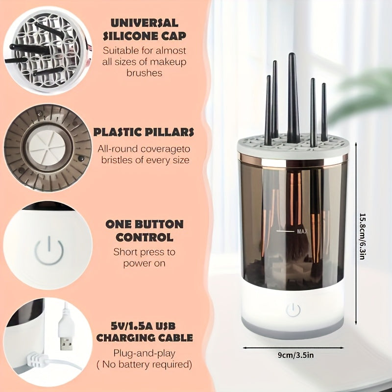 Limpiador de brochas de maquillaje USB, dispositivo eléctrico automático de secado