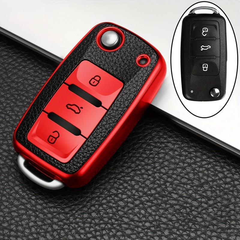 Universal TPU Car Key Cover Fob Shell for Vehicles with Keychain Protection